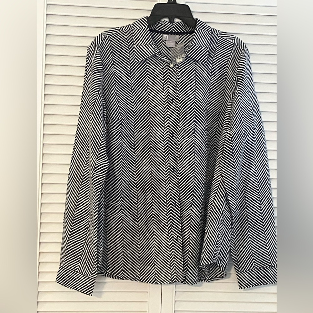 JCP Cotton/Silk Blend Herringbone Blouse
